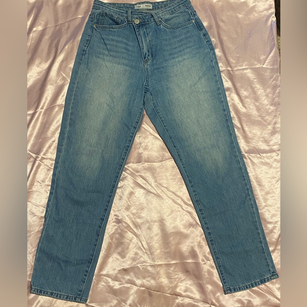 Straight blue jeans, authentic denim